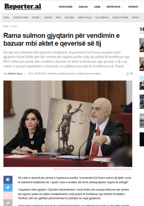 The Albanian government is expropriating public spaces for its own benefit
